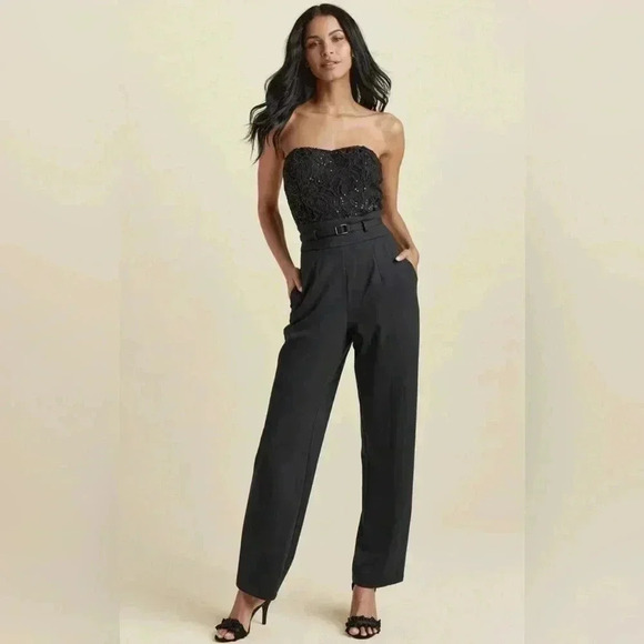 🔥VENUS Sequins and Lace Black Corset Jumpsuit with belt🔥NWT size 6 - Picture 1 of 16
